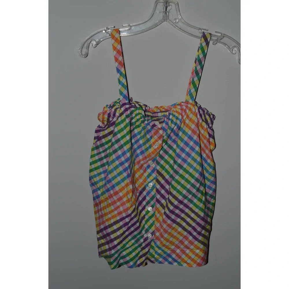 New JCrew J.Crew Top Shirt Sleeveless Tank Multi-Color 00 Button front Stretch